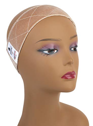 MainBasics Wig Grip Band for Keeping Wigs in Place Adjustable Velvet Wig Headband (Beige)