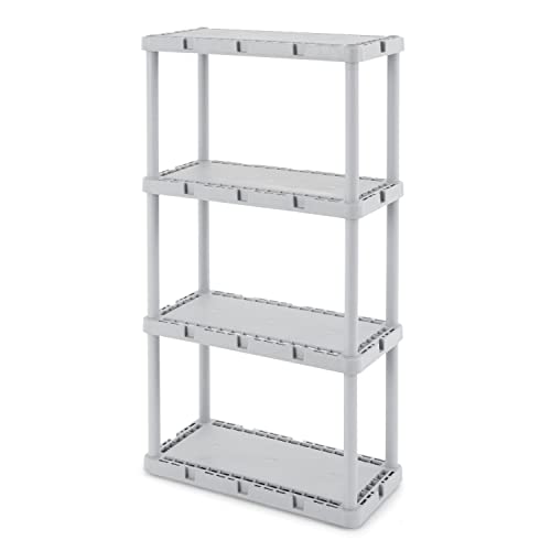 Gracious Living 4 Shelf Knect-A-Shelf Solid Light Duty Storage Unit 12 x 24 x 48 Organizer for Home, Garage, Basement & Laundry, Grey