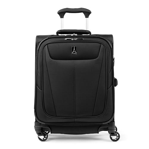 Travelpro Maxlite 5 Softside Expandable Carry on Luggage with 4 Spinner Wheels, Lightweight Suitcase, Men and Women, International, Black, Carry on 19-Inch