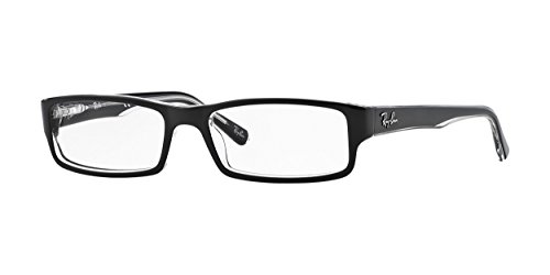 Ray-Ban Men's RX5246 Rectangular Prescription Eyewear Frames, Black On Transparent/Demo Lens, 52 mm