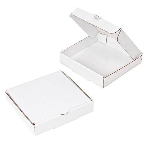 Chica and Jo 5' White Mini Pizza Boxes (8 Pack) Brand - Square Flat Cardboard Boxes 5' x 5' x 1' (8) Made in USA