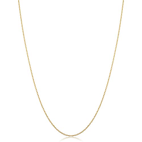 Kooljewelry 14k Yellow Gold Rope Chain Pendant Necklace (0.7 mm, 16 inch)