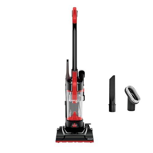 BISSELL CleanView Compact Upright Vacuum, Fits In Dorm Rooms & Apartments, Lightweight with Powerful Suction and Removable Extension Wand, 3508, Red,black