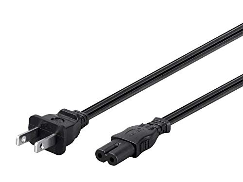 Monoprice Power Cord - Non-Polarized NEMA 1-15P to Non-Polarized IEC 60320 C7, 18AWG, 7A/125V, SPT‑2, 6ft, Black