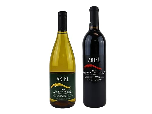 Ariel Vineyards Chardonnay and Cabernet Sauvignon Dealcoholized Wine - Bundled by Louisiana Pantry (Combo, 2 Pack)