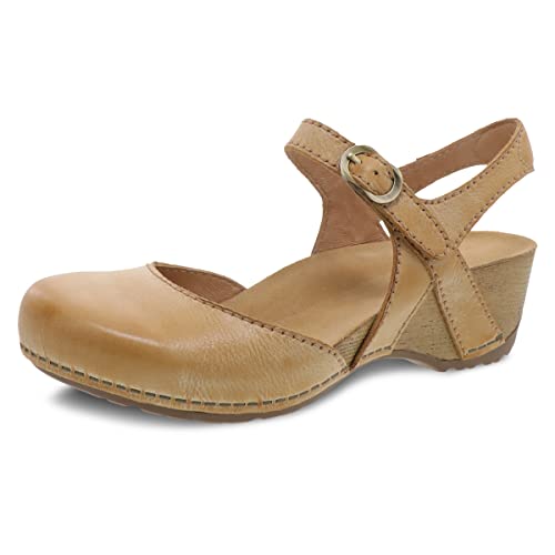 Dansko Tiffani Wedge Sandal for Women - Cushioned, Contoured Footbed for All-Day Comfort and Support Tan Sandals 8.5-9 M US