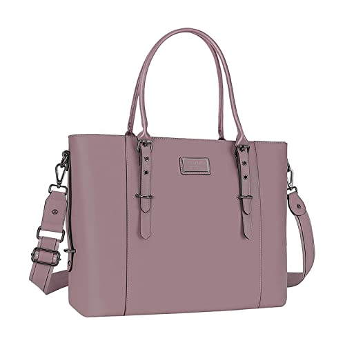 MOSISO PU Leather Laptop Tote Bag for Women (17-17.3 inch), Purple