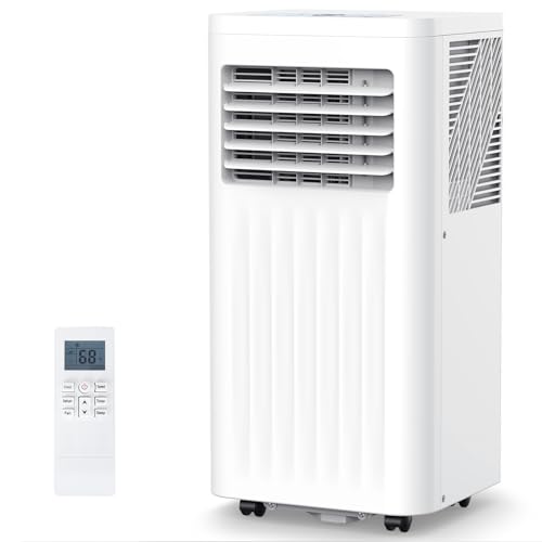 COWSAR 8,000 BTU Portable Air Conditioners with Remote, Portable AC Unit Cools Up to 350 Sq.Ft, Built-in Cool, Dehumidifier, Fan, Sleep Modes, Room Air Conditioners with LED Display/Swivel Wheels