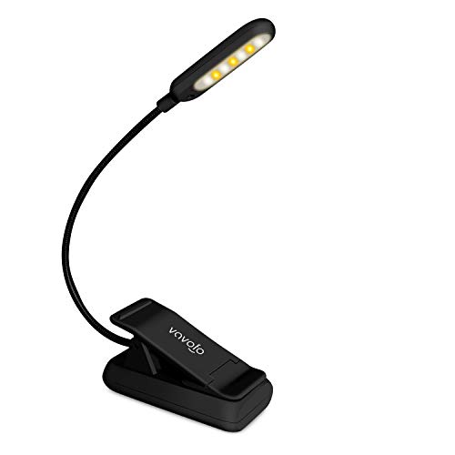 VAVOFO Rechargeable Reading Light, 7 LEDs with 9 Color Temperature 9 Brightness Levels Clip On Book Light for Reading in Bed with Power Indicator for Bookworms (Black)