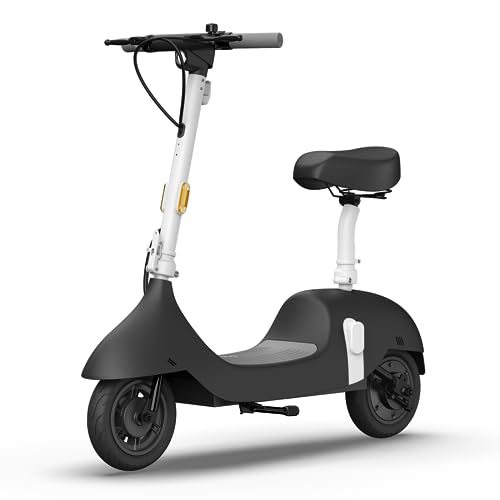 OKAI | Ceetle Pro | Electric Scooter with Seat | Up to 35 Miles Range | 15.5MPH | Stylish Moped Scooter | 10 inch Vacuum Tires | Black | UL 2272 Certified