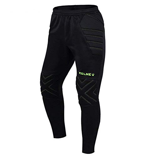 KELME Soccer Goalie Pants, Padded Goalkeeper Pants, Paintball Pants Kids 12 Black Green