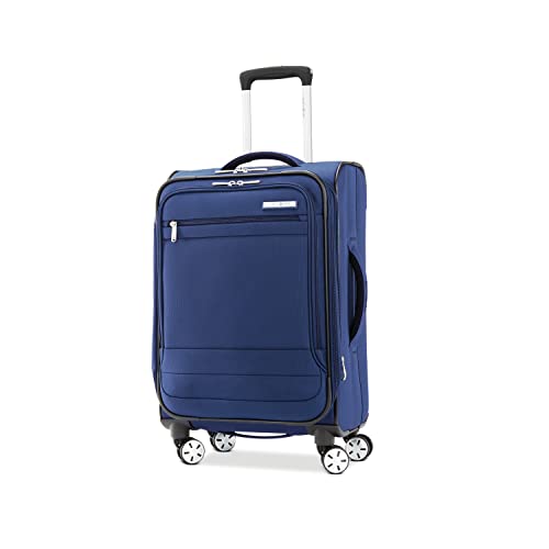 Samsonite Aspire DLX Softside Expandable Luggage with Spinner Wheels 2pc Set (Carry, Blue Depth, Checked-Medium