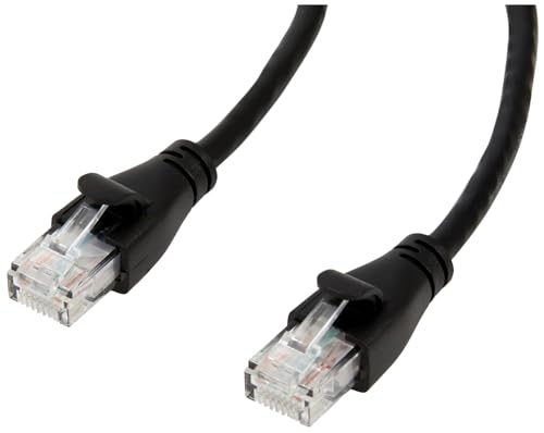 Amazon Basics RJ45 Cat 6 Ethernet Patch Cable, 1Gpbs Transfer Speed, Gold-Plated Connectors, 5 Foot - Pack of 5, Black