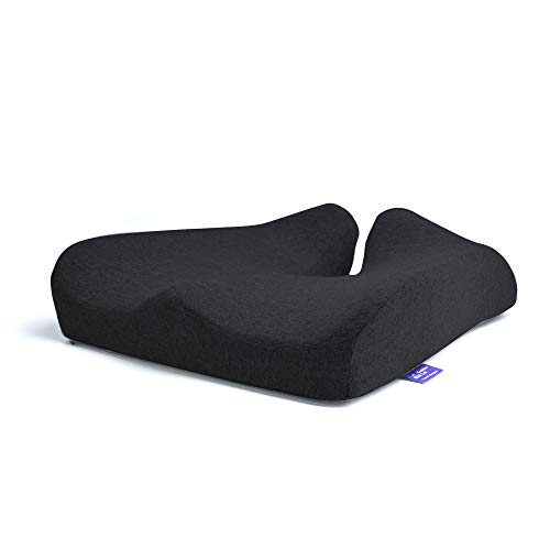 Cushion Lab Patented Pressure Relief Seat Cushion for Long Sitting Hours on Office & Home Chair - Extra-Dense Memory Foam for Soft Support. Car Pad for Hip, Tailbone, Coccyx, Sciatica - Black