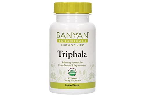 Banyan Botanicals Triphala Tablets - Organic Triphala Supplement with Amla, Haritaki & Bibhitaki – For Digestion, Elimination & Healthy Gut Microbiome* – 90 Tablets – Non-GMO Sustainably Sourced Vegan
