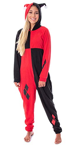 INTIMO DC Comics Women's Harley Quinn Costume One-Piece Union Suit Cosplay Pajama Outfit (Small/Medium)