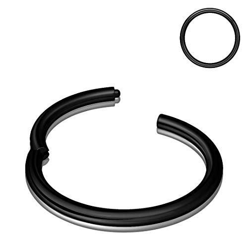 Nose Rings for Women, 18g Black Nose Ring Hoop Earring Surgical Steel Hypoallergenic Hinged Small Nose Ring 18 Gauge 7mm Septum Ring Cartilage Hoop Tragus Earring Conch Piercing Jewelry for Women