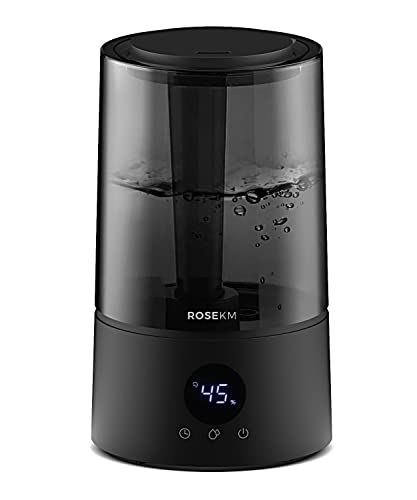 ROSEKM Humidifiers for Bedroom, 4.0L Humidifiers for Home Large Room, Cool Mist Humidfiers for Baby and Plant, Smart Auto Humidification, Timer, Filter Free(Black)