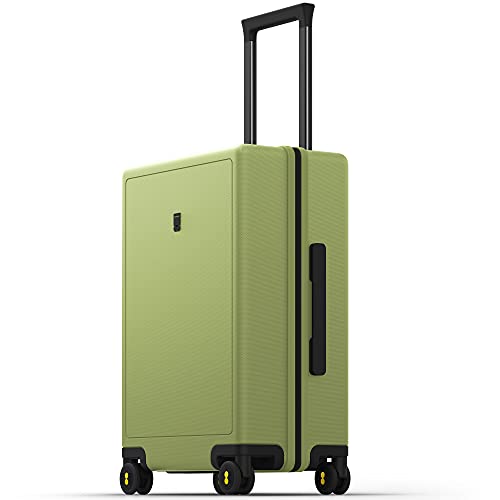 LEVEL8 Carry on Luggage Airline Approved with Spinner Wheels, 20 inch, Lightweight PC Luminous Textured Luggage, TSA Lock Cabin Luggage, For Women - Pickle Green