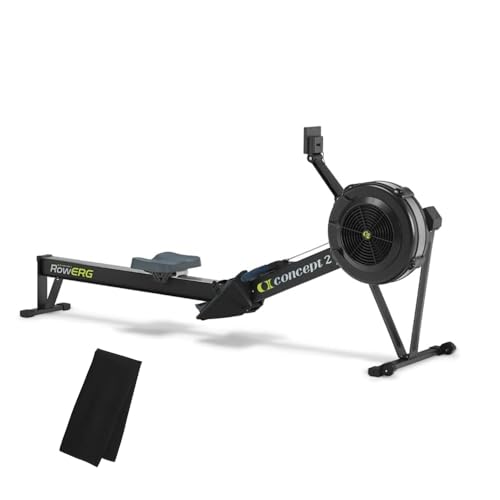 Concept2 RowErg Model D Indoor Rowing Machine - PM5 Monitor, Device Holder, Adjustable Air Resistance, Easy Storage with Black Sweat Towel