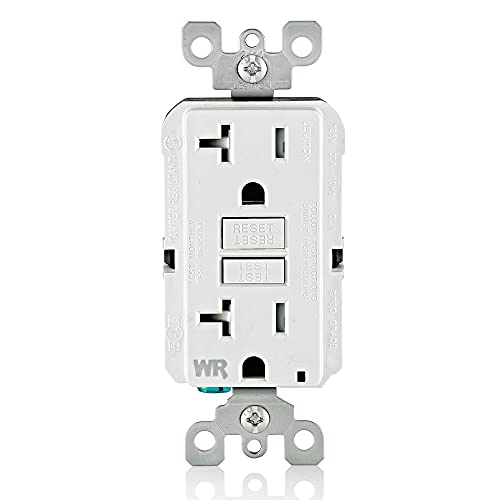 Leviton GFWT2-W Self-test SmartlockPro Slim GFCI Weather-Resistant and Tamper-Resistant Receptacle with LED Indicator, 20-Amp, White