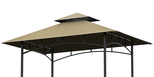 OIPUNSHLE Grill Gazebo Replacement Canopy Top, 5'x8' Gazebo Roof Top Double Tiered Replacement Canopy Roof, Grill Shelter Cover Roof Fit for Gazebo Model L-GG001PST-F (Khaki)