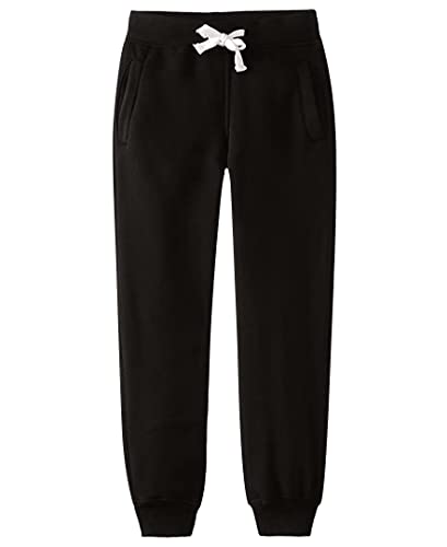 SouthPole Active Basic Fleece Jogger Sweatpants, Big 8-18 Little Boys (Age 4-7), Black, Medium