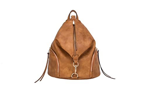 Backpack Purse for Women Fashion Vegan Leather with Zipper Pockets on Both Side Womens purse. AB-052(Brown)
