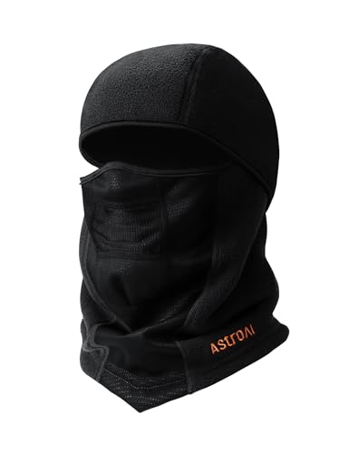 AstroAI Balaclava Ski Mask Winter Fleece Thermal Face Mask Cover for Men Women Warmer Windproof Breathable, Cold Weather Gear for Skiing, Outdoor Work, Riding Motorcycle & Snowboarding, Black-L