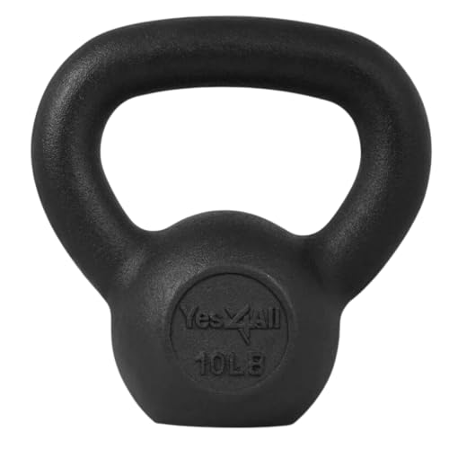 Yes4All Solid Cast Iron Kettlebell Weights Set – Great for Full Body Workout and Strength Training – Kettlebell 10 lbs (Black)