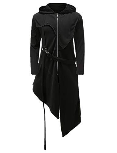 Crubelon Men's Steampunk Vintage Tailcoat Jacket Gothic Victorian Frock Uniform Halloween Costume (L, Black)