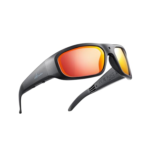 OhO 32GB Camera Glasses,24M Resolution H.265 1080P Smart Glasses with UV400 Sunglasses Lens for Outdoor Sport,Unisex（Mirror Red Lens