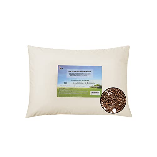 LOFE Organic Buckwheat Pillow for Sleeping - Queen Size 20''x26'', Adjustable Loft, Breathable for Cool Sleep, Cervical Support for Back and Side Sleepers(Tartary Buckwheat Hulls)