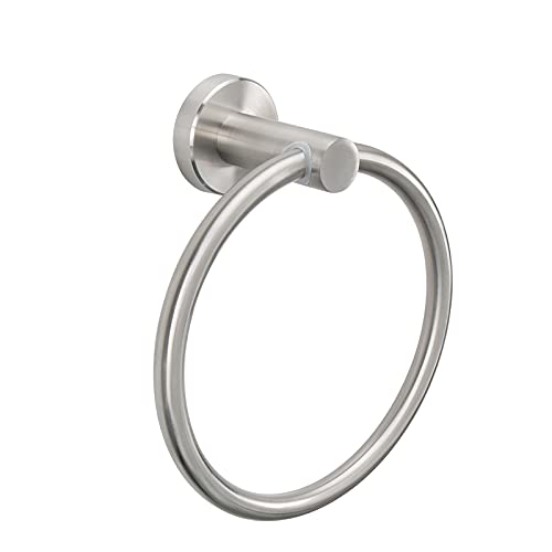 NearMoon Bath Towel Ring, Bathroom Hardware Accessories-Thicken Stainless Steel Hand Towel Holder for Bathroom, Modern Round Towel Hanger Wall Mounted (Brushed Nickel, 1 Pack)