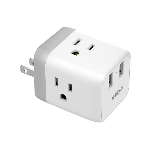 TROND 2 Prong to 3 Prong Outlet Adapter - US to Japan Plug Adapter 3 AC Outlets Extender 2 USBs, 3 Prong to 2 Prong Travel Power Converter Adaptor for USA to Japan Canada Mexico Philippines, Type A