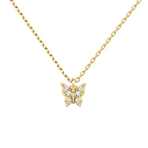 PAVOI 14K Yellow Gold Plated Butterfly Pendant Necklace | Friendship Cute Necklaces for Women | CZ Butterfly Necklaces