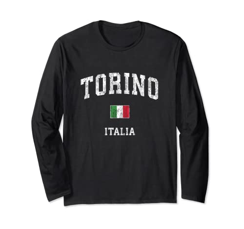 Turin Italy Torino Italia Vintage Athletic Sports Design Long Sleeve T-Shirt