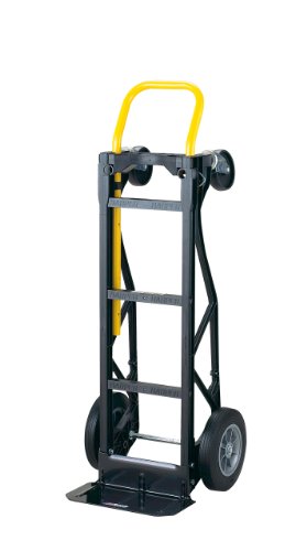 Harper Trucks PGDY8635P 700 lb Capacity Glass Filled Nylon Convertible Hand Truck and Dolly with 10' Flat-Free Solid Rubber Wheels,Black with Yellow Handle