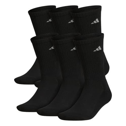 adidas Men's Athletic Cushioned Crew Socks with Arch Compression for a Secure fit (6-Pair), Black/Aluminum 2, X-Large