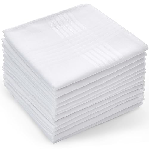 Ohuhu Men's Cotton Handkerchiefs, 13 Pack 100% Soft Cotton Handkerchief for Men White Pocket Square for Suit, 16''x16'' Hankerchief Mens Hankies