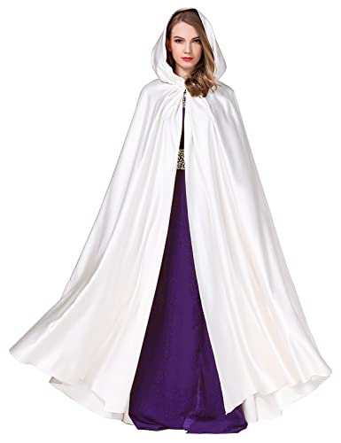 BEAUTELICATE Women's Wedding Hooded Cape Bridal Cloak Poncho Full Length