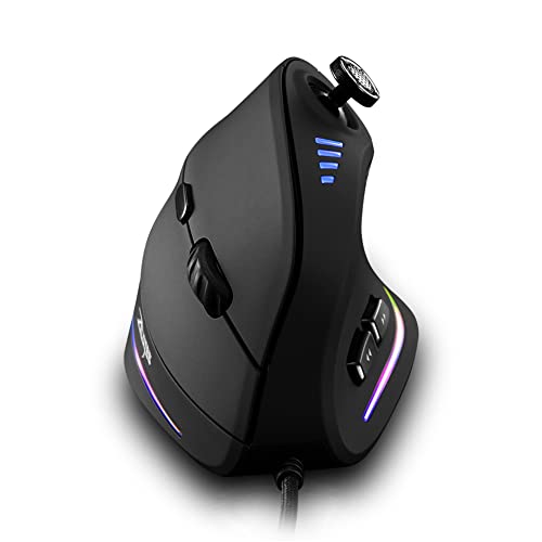 zelotes Wired Gaming Mouse with Joystick,10000DPI,11 Programmable Buttons,Vertical Ergonomic Mouse,USB Optical Computer Mouse,PC Gaming Mouse for Laptop,PC,Black