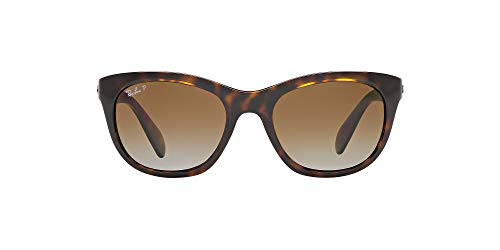 Ray-Ban Women's RB4216 Square Sunglasses, Light Havana/Polarized Brown Gradient, 56 mm