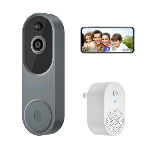 SHARKPOP 1080p Video Doorbell Camera Wireless with Chime Ringer, 2-Way Audio, Smart Human Motion Detection, HD Night Vision, WiFi Cloud Storage, Easy Installation, Real-Time Alerts for Home Security