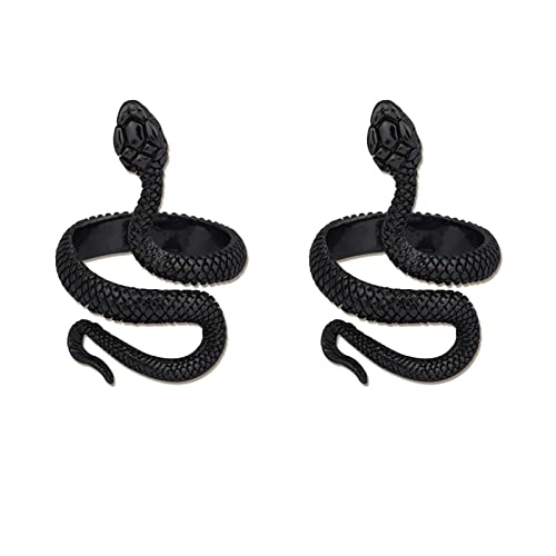 2 Piece Adjustable Snake Cobra Shaped Ring Punk Gothic Exaggerated Spirit Snake Stereoscopic Opening Finger Ring Statement for Women Men Temperament Retro Halloween Jewelry-C