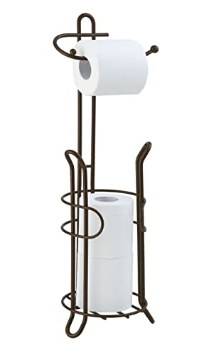 SunnyPoint Bathroom Toilet Tissue Paper Roll Storage Holder Stand with Reserve, The Reserve Area Has Enough Space to Store Mega Rolls; Coating Bronze
