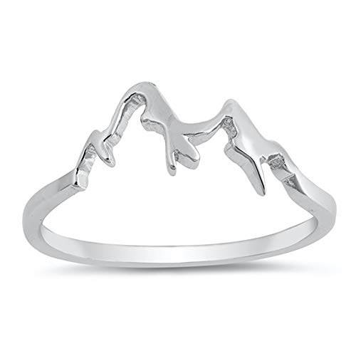 Mountain Range Snow Caps Outdoor Hiking Ring 925 Sterling Silver Band Size 7