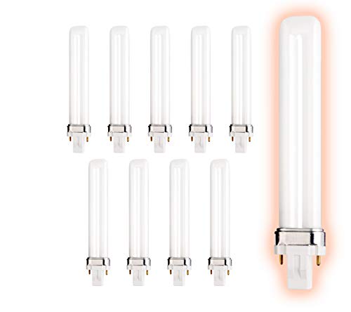 GoodBulb 13 Watt CFL Light Bulbs | 2 Pin GX23 Base 5000K Daylight | 13W High Output 800 Lumens | Single Tube Compact Fluorescent Light Bulbs Plug-in | 10 Pack