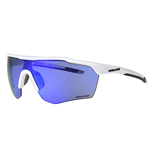 Rawlings Pitch Perfect Shield Youth Baseball Sunglasses, Shiny White/Sky Blue Mirror, 65mm
