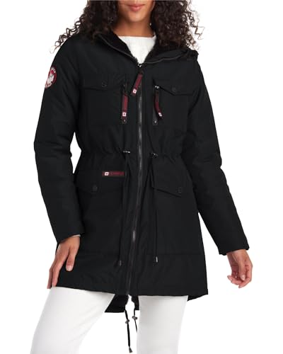 CANADA WEATHER GEAR Women's Winter Coat -Long Length Sherpa Lined Anorak Parka - Outerwear Windbreaker Jacket for Women, S-XL, Size Medium, Black